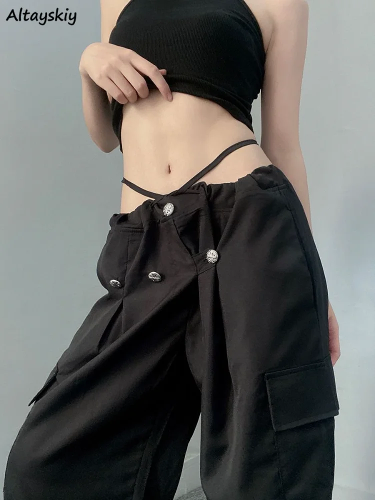 American Vintage Pants Women Chic Boyfriend Y2k Ladies Trousers Streetwear Low Waist Hot Summer Gothic Pantalones Baggy Trendy