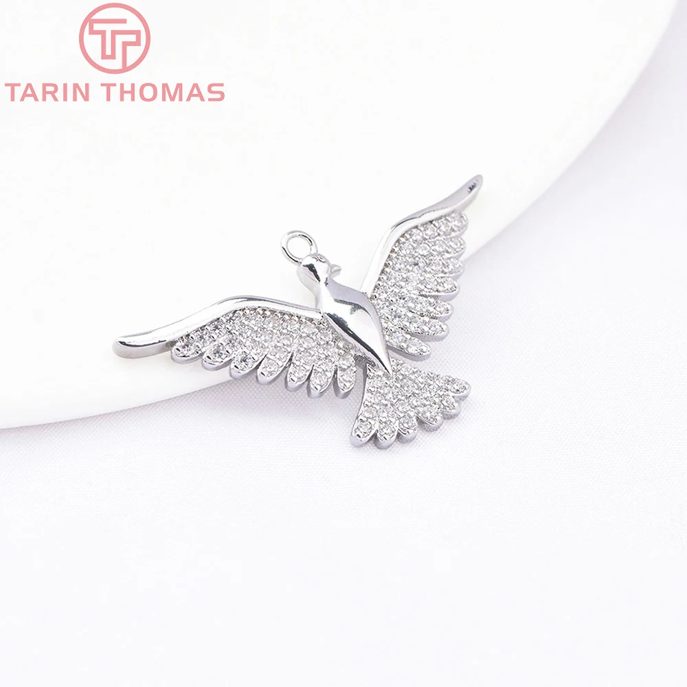 (8159) 2PCS 34.5x19.5MM 24K Gold Color Brass with Zircon Big Wild Goose Shaped Pendants High Quality Jewelry Making Findings image 6