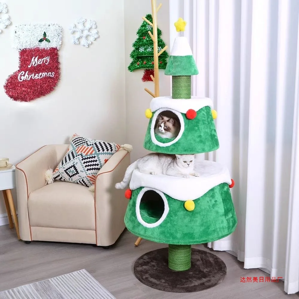 Christmas Giant Cat Nest Tree Climbing Cats Scratching Board Pet House