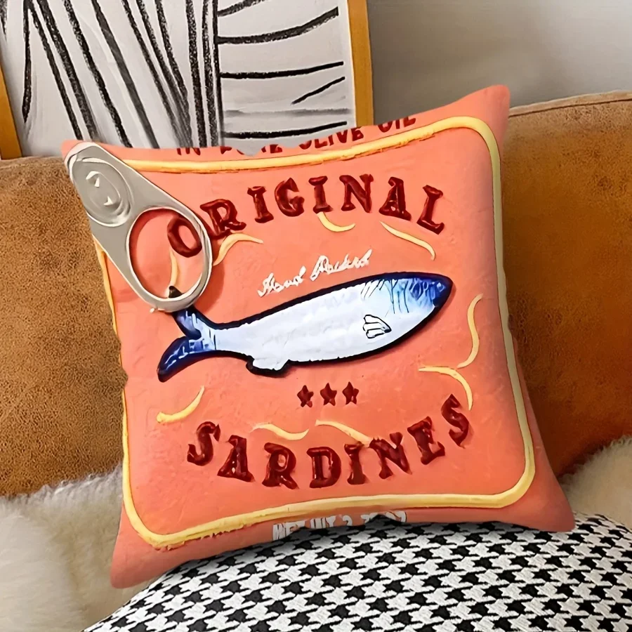 Coastal Charm Sardine Can Pillow Case Printed Sofa Living Room Pillowcase Square Bedroom Chair Pillow Covers Home Decor