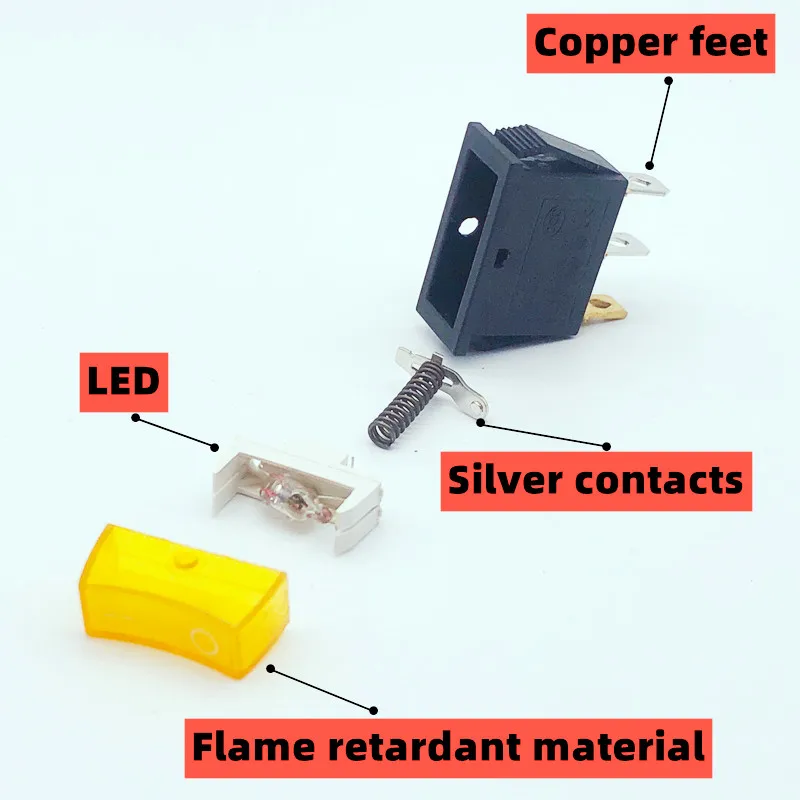 1pcs KCD3  with LED Rocker Switch 16A /20A 125V/250V ON-ON/ON-OFF-ON 2/3Position 3Pin Electrical Equipment Power Switch buttons