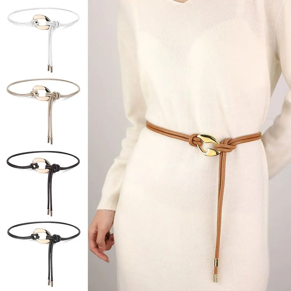 패션 PU 가죽 슬림 허리 로프 메탈 버클 DIY 얇은 허리띠 장식 스트랩 스커트 드레스 탑 의류용