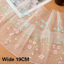 19CM di larghezza lusso Tulle blu rosa ricamo tessuto di pizzo nastro rifila bordo Guipure decorato fai da te cucito abiti da sposa Decor