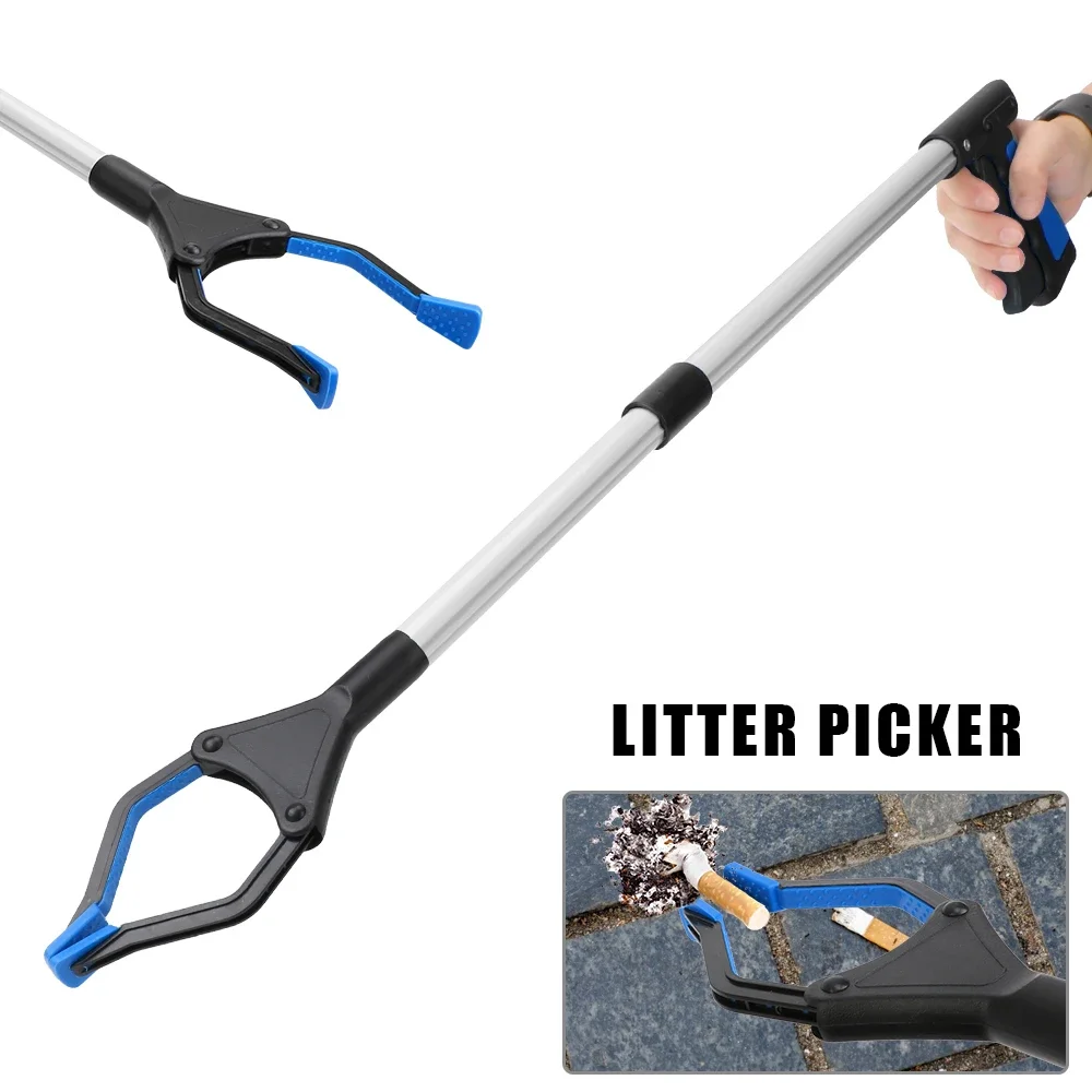 Garbage Pick Gripper with Silicone Nonslip 360 Rotate Rubbish Pick Up Tools 80cm Lightweight Foldable Extender Hand Trash Picker