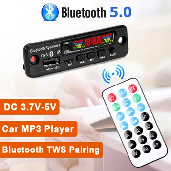 무선 블루투스 디코더 보드, 자동차 MP3 플레이어 키트, USB AUX FM 라디오 통화 녹음 모듈, 블루투스 TWS 페어링, DC 3.7V-5V 