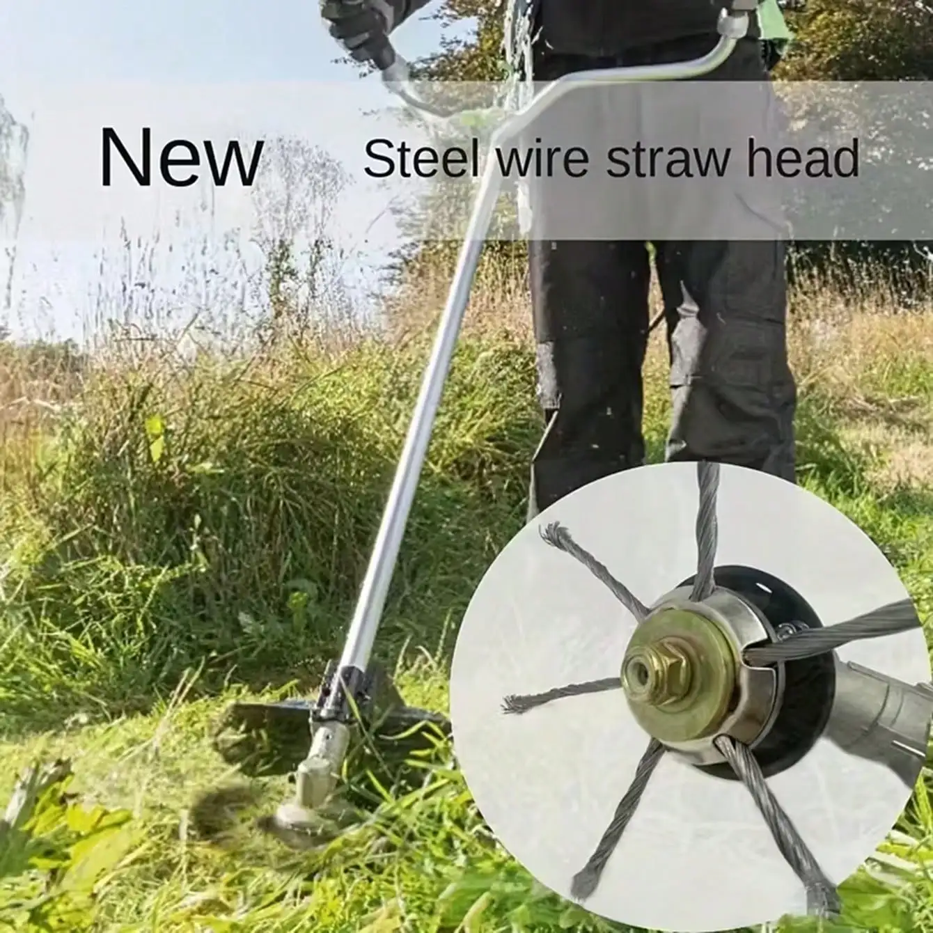 3Pcs 7 Inch Wire Brush Lawnmower Blades, 6 Teeth  Mowing Garden Maintenance with Wire Brush Knotted Wire