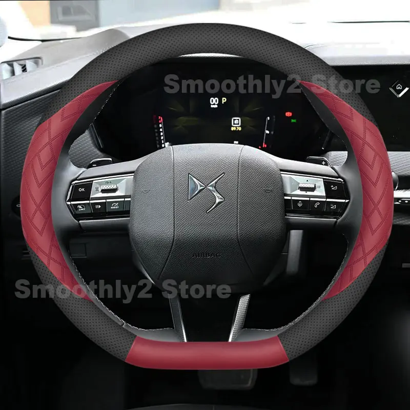 Leather Car Steering Wheel Cover For DS3 DS4 DS5 DS 7 Crossback Interior Accessories 4