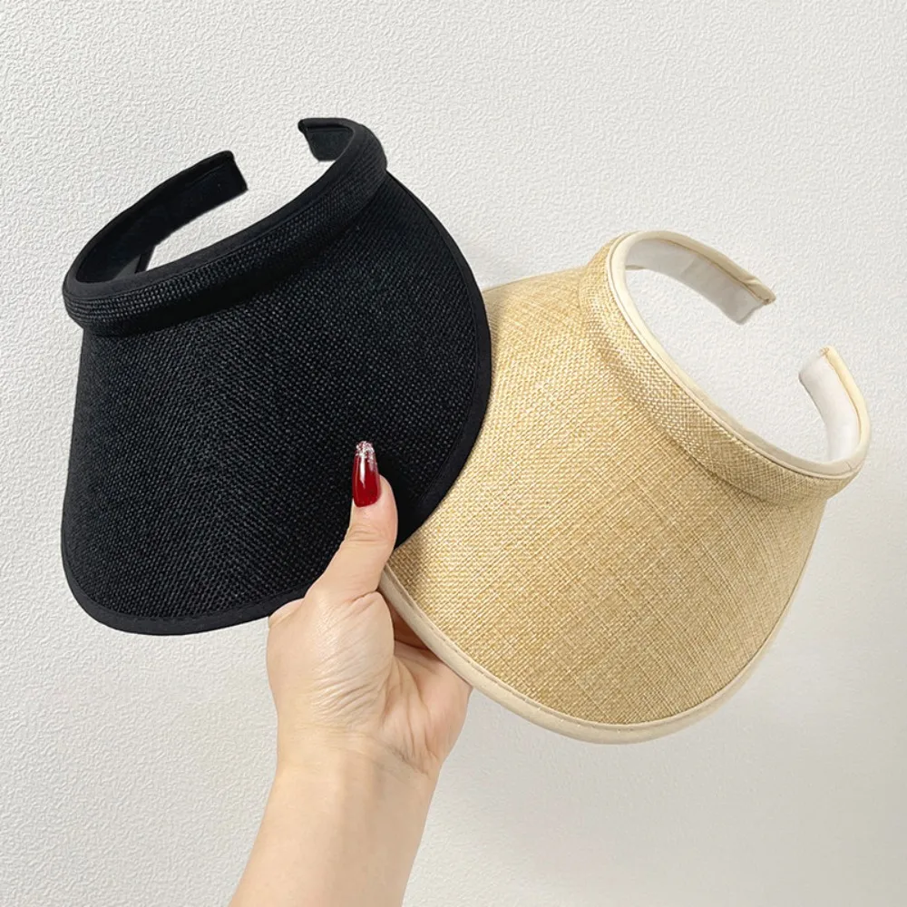 1PC Summer Sun Visors for Women  Adjustable Cap Sports Sun Visors for Men Clip-On Wide Brim Visor Hats Straw Cap Suncap view 3