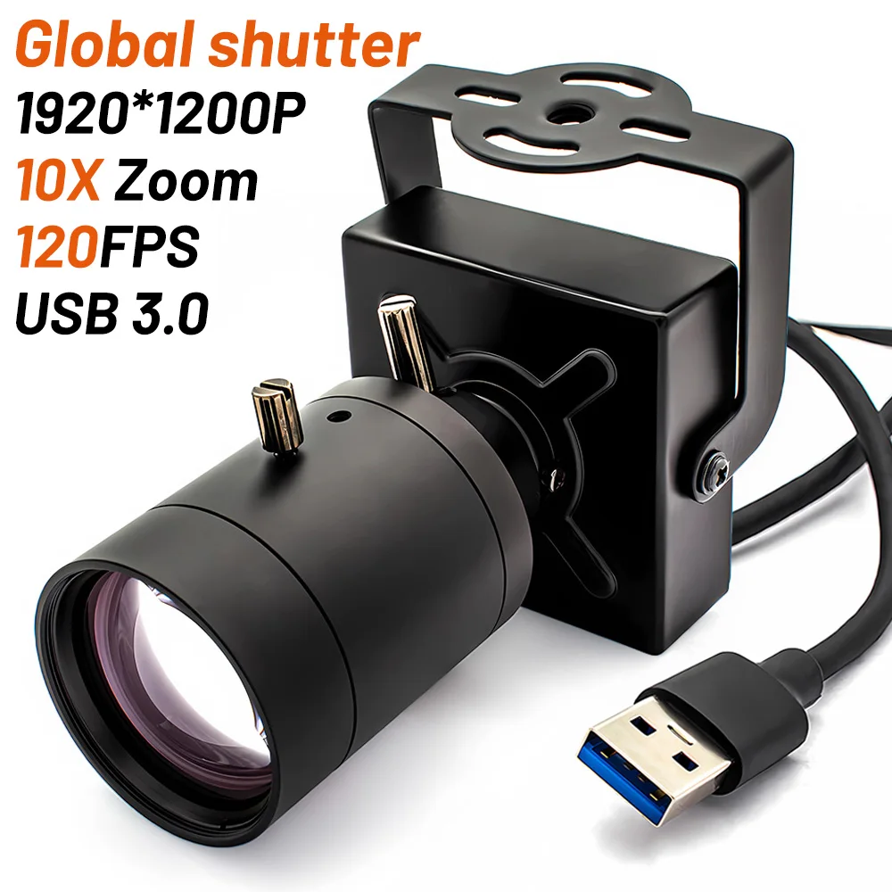 USB3.0 Global Shutter Camera 2.3MP 120FPS Industrial Metal Box With Varifocal Lens Plug And Play For Meeting Document Scanning