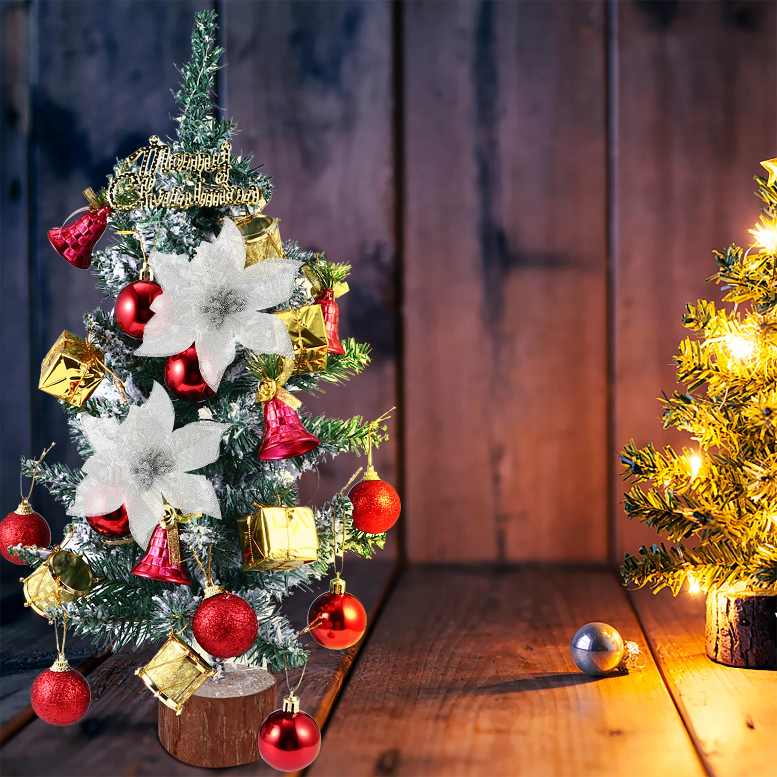 

18pcs Artificial Christmas Flower Decorative Accessories Unique Shape Bright Colors Plastic Material Party Props Holiday nament