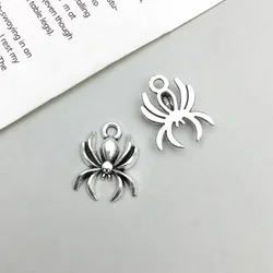 10Pcs Retro Silver Color Spider Pendant Charm for Necklace Earring Bracelet Making DIY Jewelry Accessory Finding