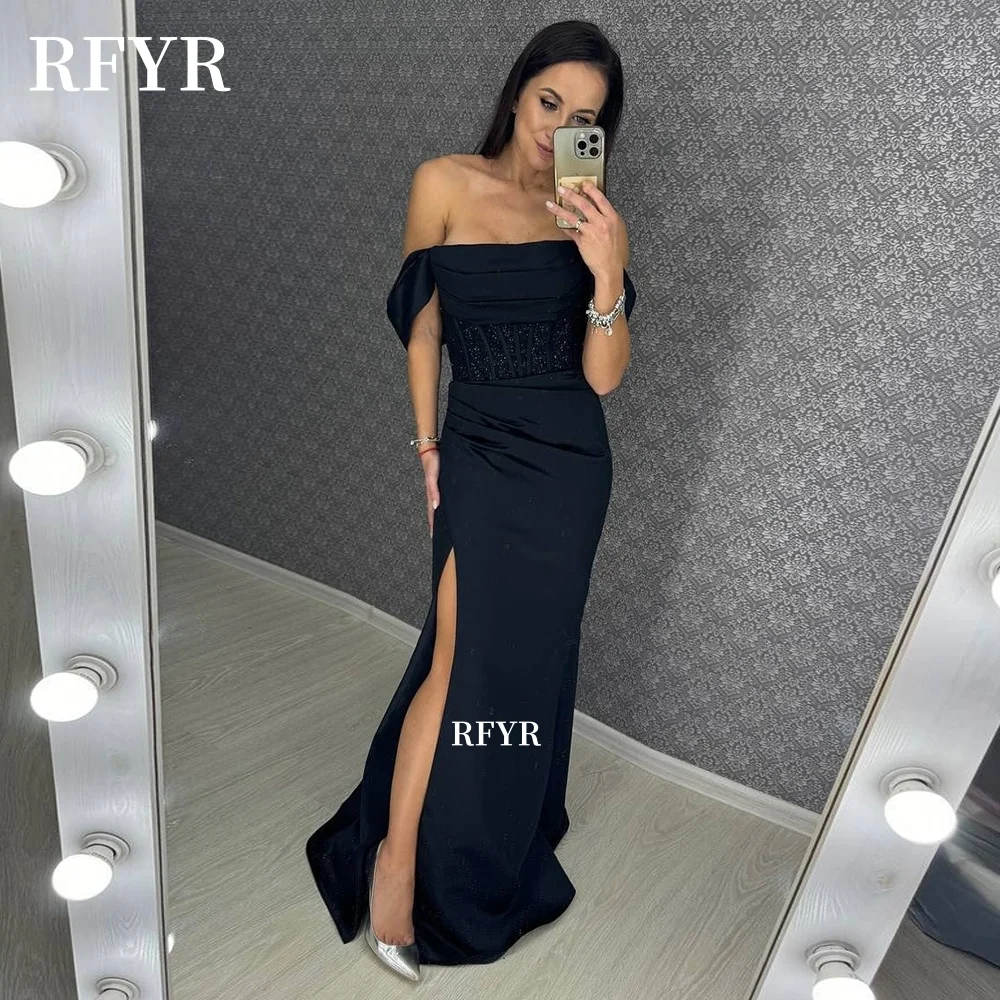 

RFYR Mermaid Prom Dress Shiny Bust Evening Party Dress Celebrity Gala Dress for Arabic Women Formal Occasion Dress Customized