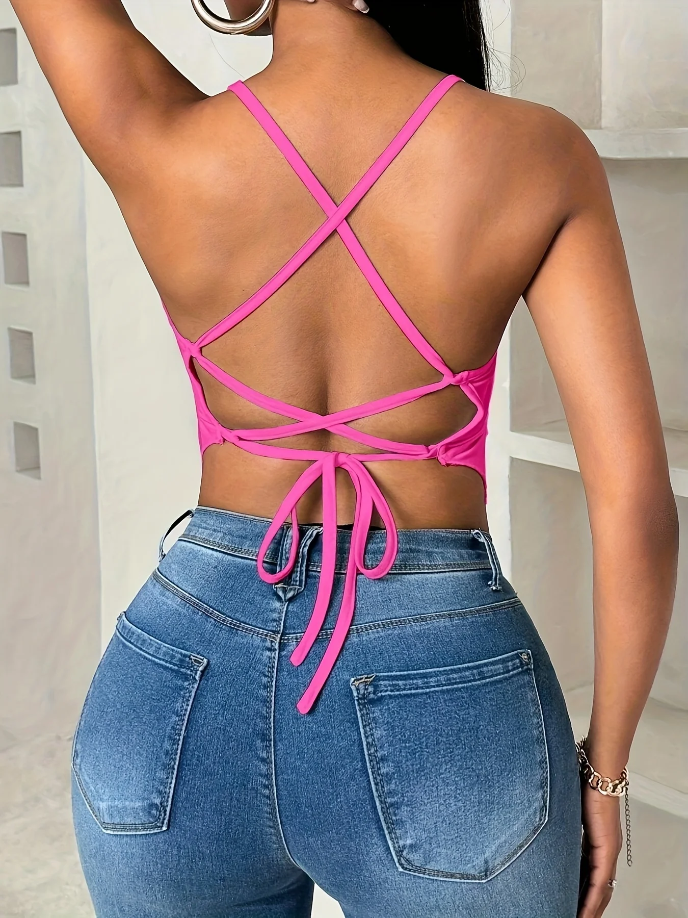 سترة نسائية منسوجة كبيرة الحجم باللون الوردي الداكن سترة نسائية منسوجة كبيرة الحجم سترة فضفاضة غير رسمية مناسبة لملابس الصيف وردي عميق #2