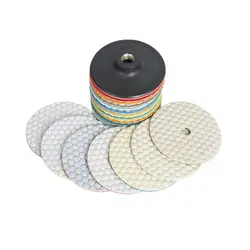 7 Pieces 4 inch 100mm A Grade Dry Polishing Pad Sharp Type Flexible Diamond Polishing Pad For Granite Marble Stone Sanding Disc