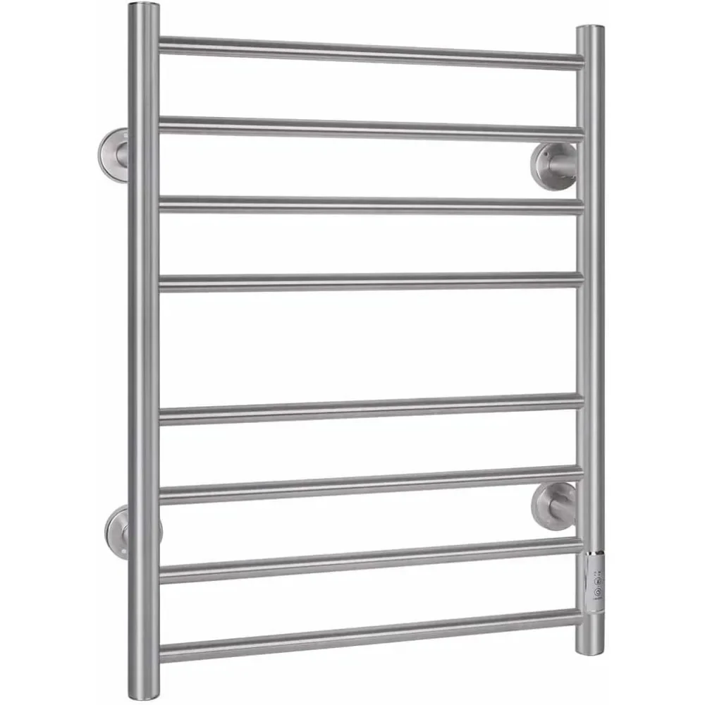 Heated Towel Rack 8-Bar Warmer Rack Wall Mounted Electric Towel Warmer Electric Towel Drying Rack with Timer Silver