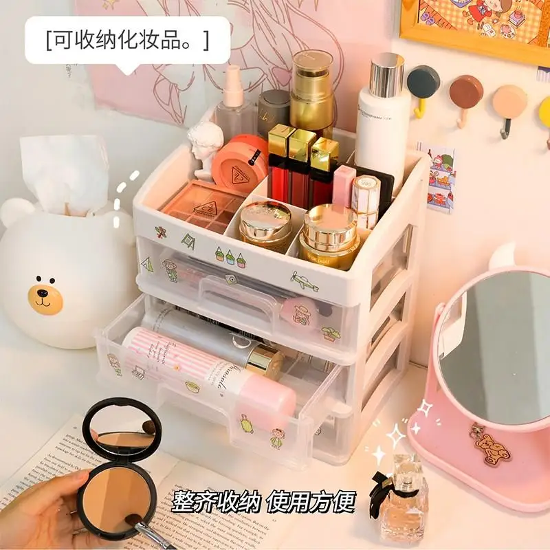 Hand Account Dormitory Storage Box Ins Girl Heart Desktop Drawer Student Makeup Sticker Storage Box Table Stationery Organizer