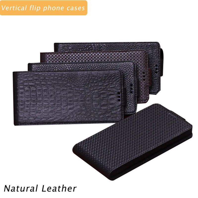 Vertical Natural Leather Flip Case for ZTE AXON 50 Ultra 41 40 Pro 31 30S 30 Phone Cover Shockproof Protective Cards Holder