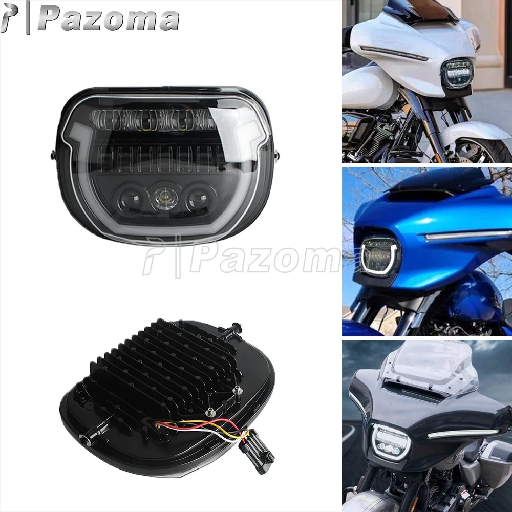 الجبهة النهار تشغيل ضوء ل هارلي بجولة شارع الإنزلاق FLHX 117 FLHXSE 121 دراجة نارية LED رئيس مصباح مقاوم للماء المصباح E9
