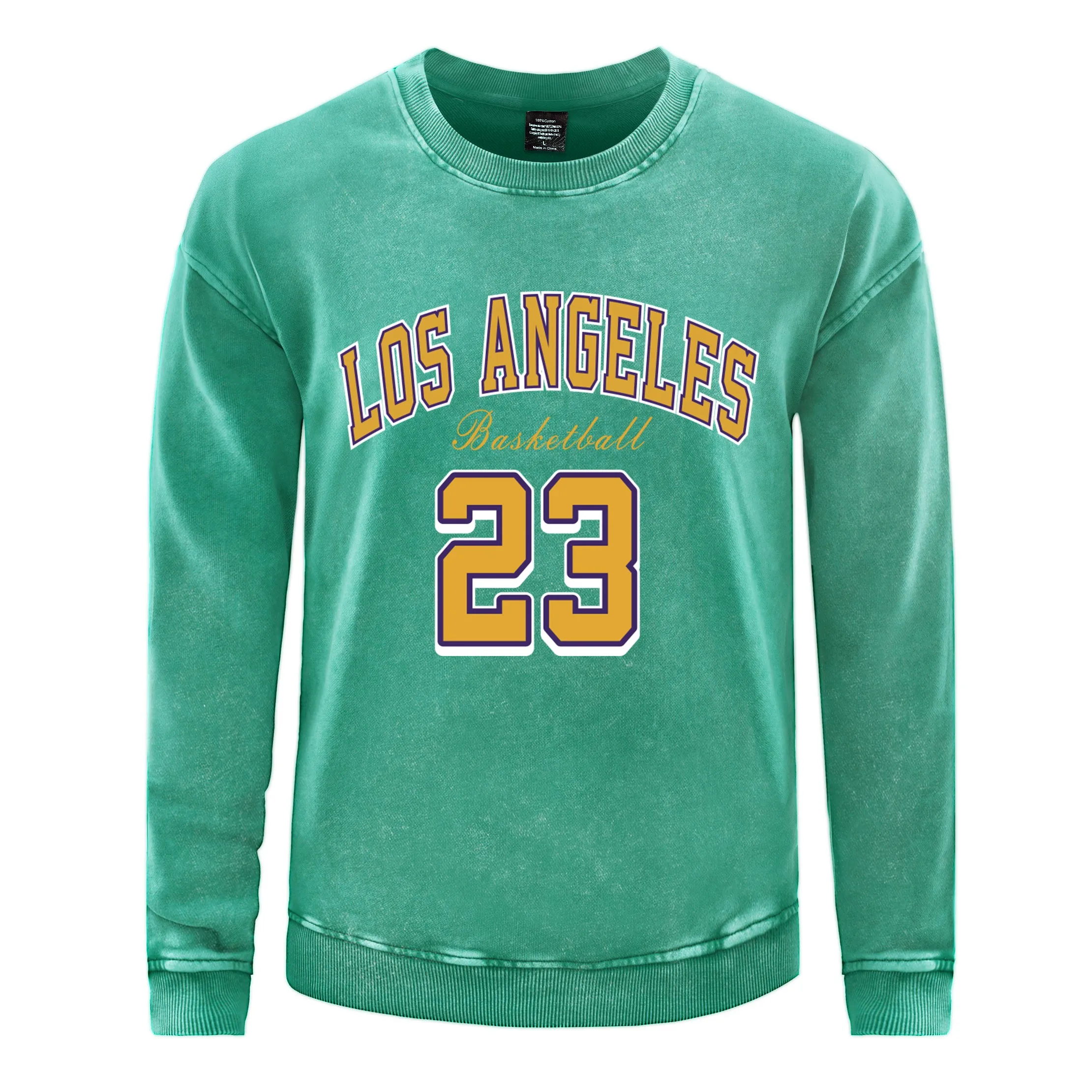 Los Angeles Basketball 23 Printed Men Washed Sweatshirt Harajuku Cotton Top Fashion Loose Couple Streetwear Clothes