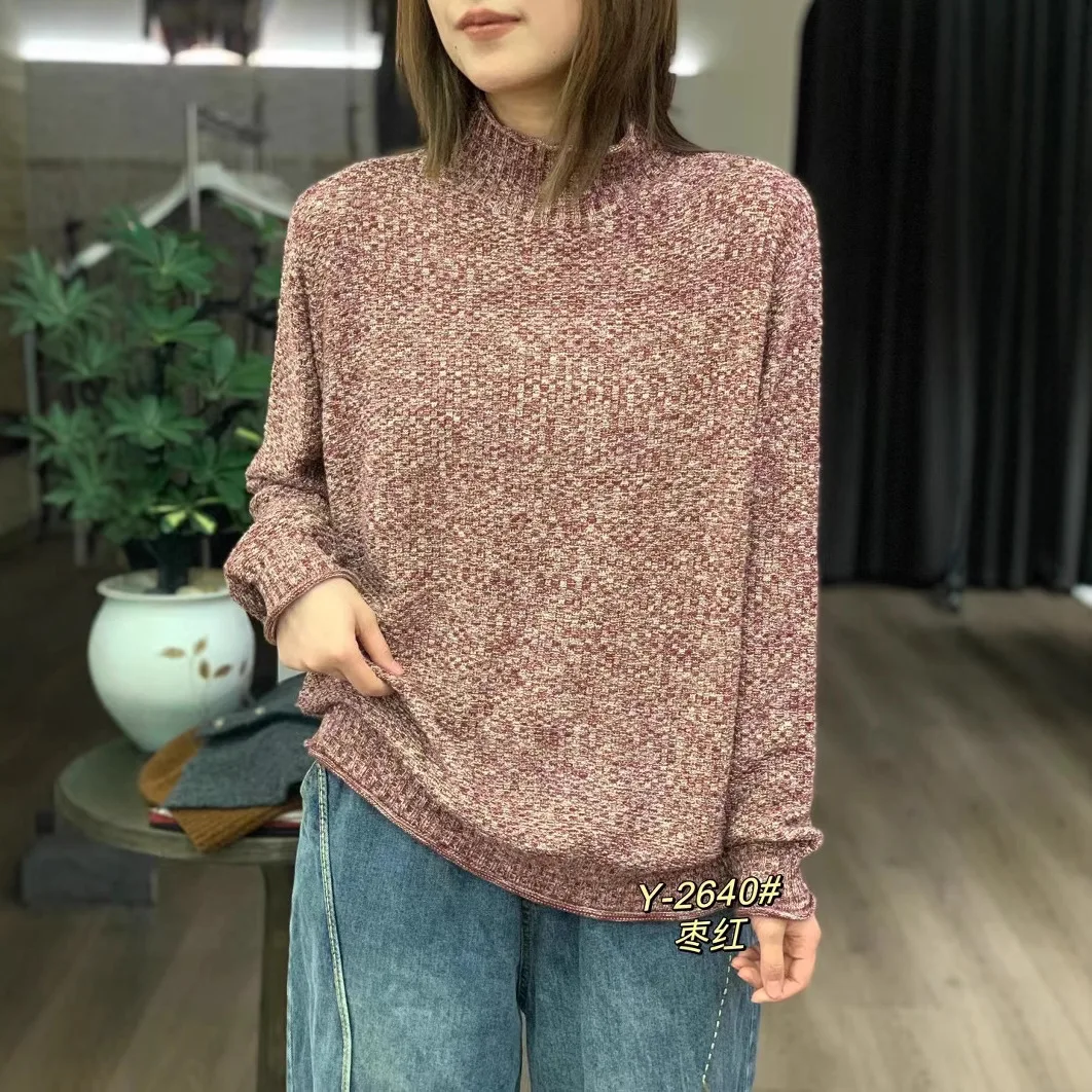 

2024 Woman Sweater Lyocell Regular Ruched Print Knit Cotton Pullovers Women 2024 The New Listing