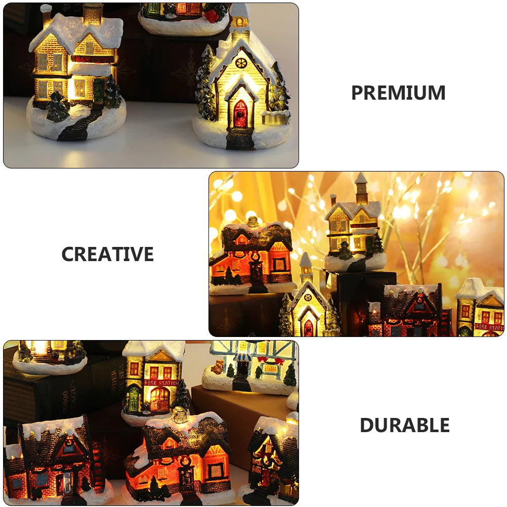 

4Pcs Luminous Christmas Small Resin Decor Colorful Desktop Ornaments Xmas Party Creative Decoration Luminous Decor