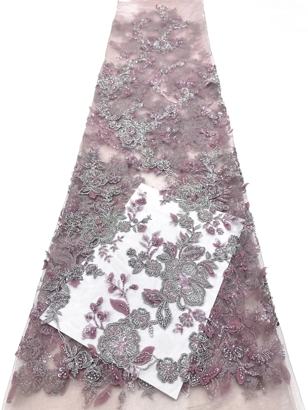

African Handmade Heavy Beads Tulle Lace Fabric 2026 High Quality French Luxury Beaded Lace Fabric For Bridal Wedding Dress Sew