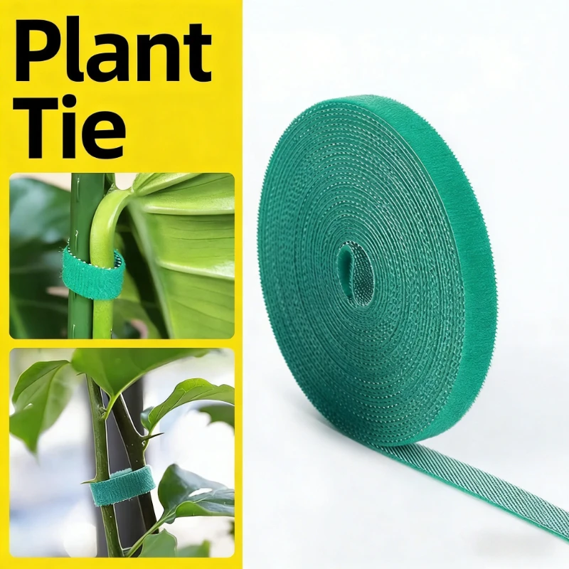 2 Rolls 5m Flexible Green Plant Hook And Loop Ties Reusable Garden Support Tape For Vines Flowers Vegetables Multifunctional Pla