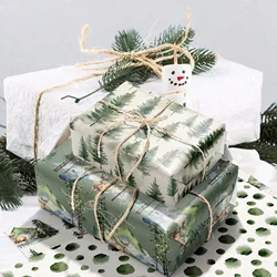 12pcs Christmas Tree Forest Green Pattern Wrapping Paper DIY Kids Christmas Party Craft Paper Gifts Decorative Packing Paper