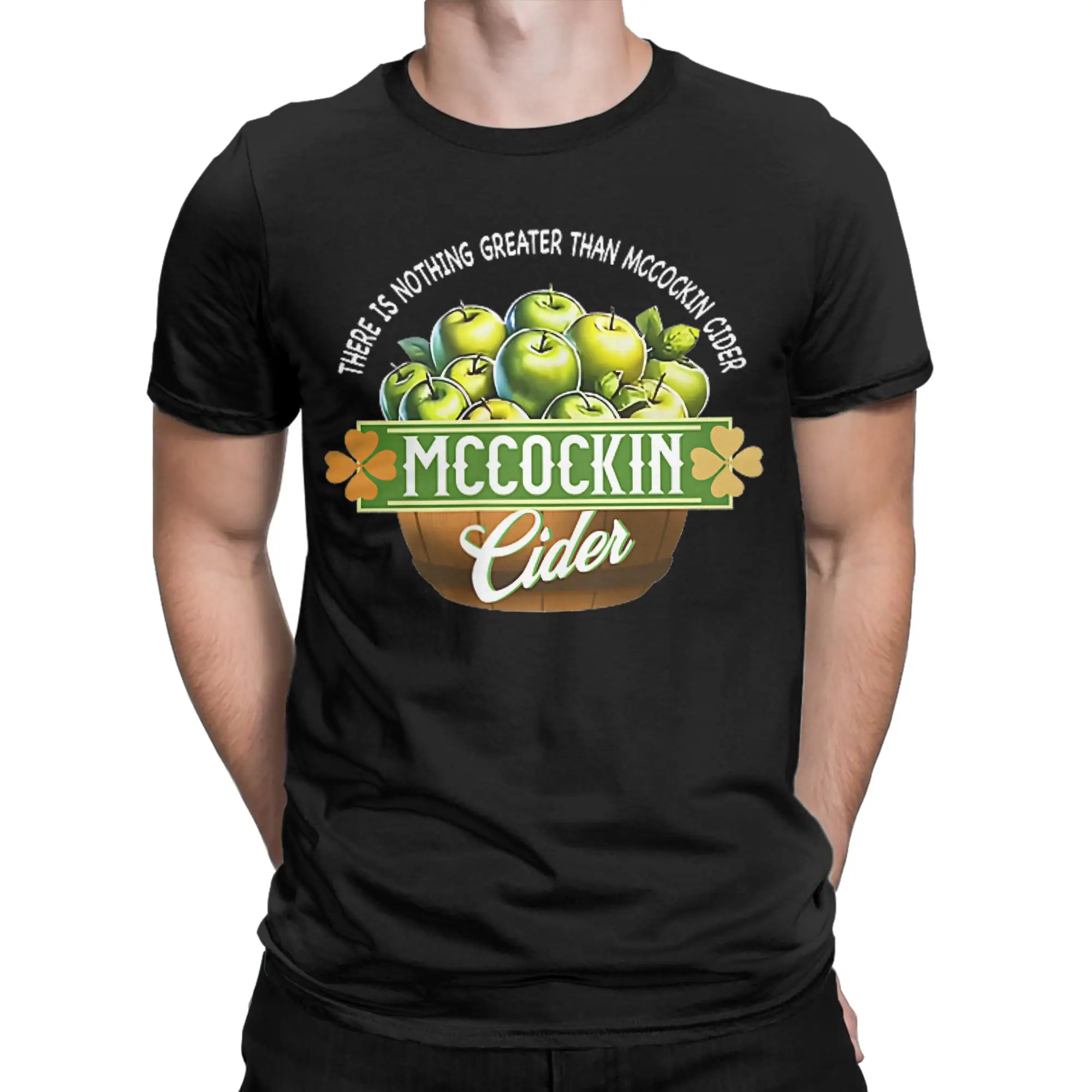 Mccockin Cider St Patrick's Day T Shirts Men's 100% Cotton Fashion T-Shirts Round Collar Saint Tee Short Sleeve Clothes Big Size