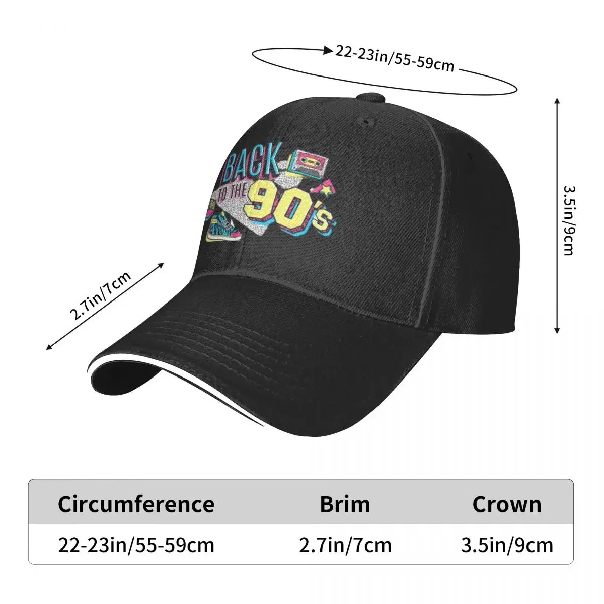 back to the 90s Baseball Cap Luxury Brand Sunhat Boy Women's