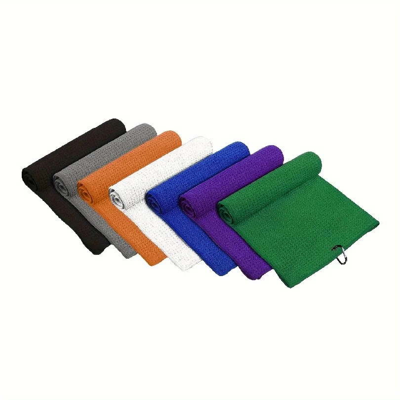 1pc Golf Towel for Bags with Clip and Microfiber Waffle Pattern, Black 30*50cm/11.8x19.6in,super absorbent