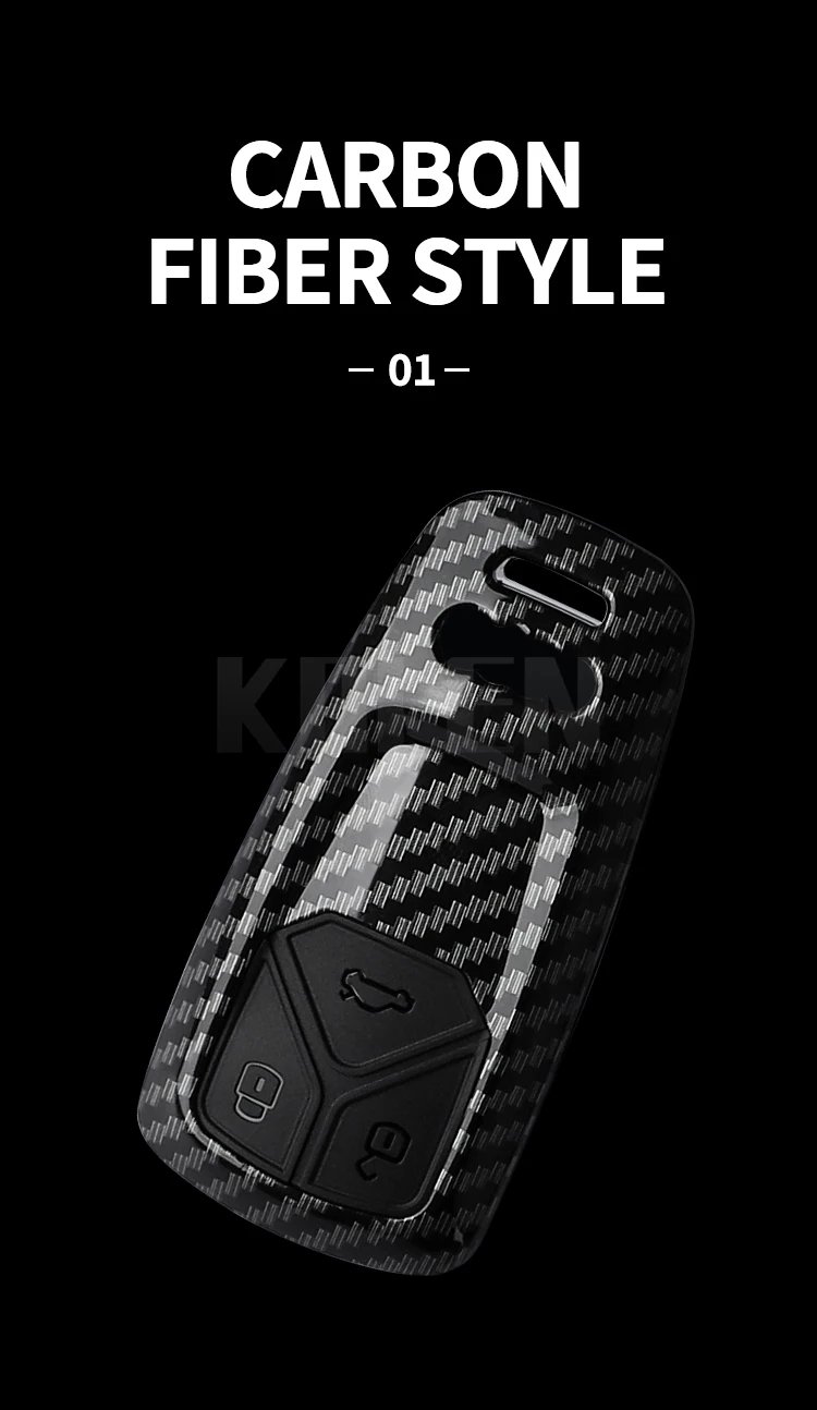 ABS Carbon Faser Auto Schlüssel Fall Abdeckung Für Audi A4 B9 A5 A6 8S 8W Q5 Q7 4M S4 S5 S7 TT TTS TFSI RS Schutz Shell Fob Zubehör – Detail 2
