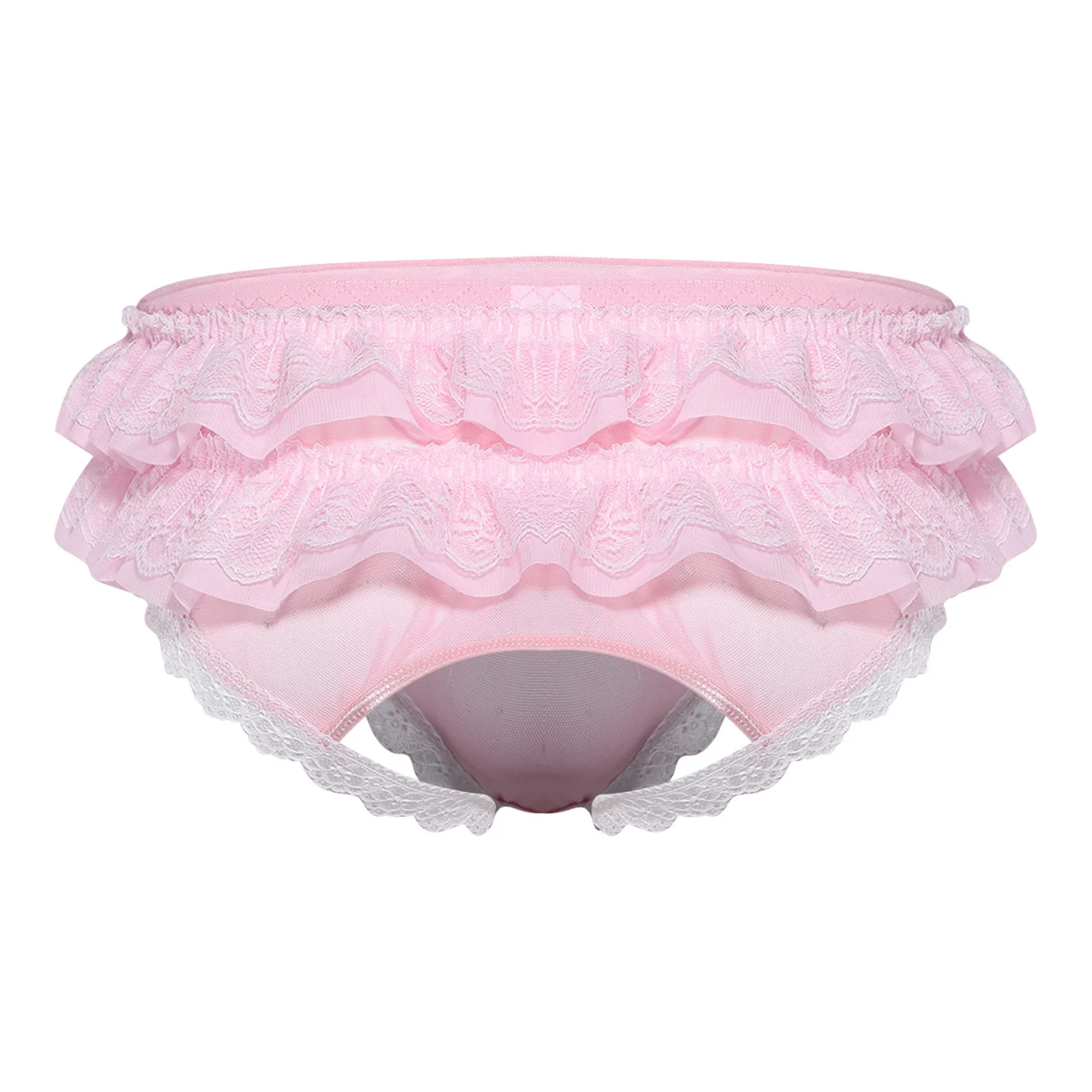 Men's Ruffled Lace Trim Cutout Crotch/Normal Crotch Panties