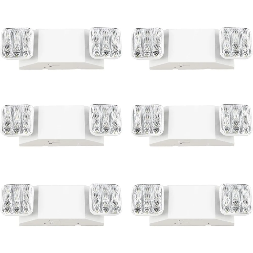 Emergency Lights Commercial Emergency LED Flood Lights for Power Outages Backup Battery (180 Minutes) Wall Mount, 6 Pack