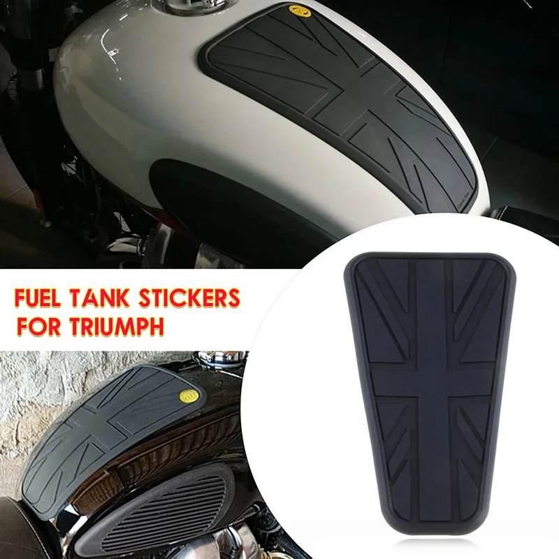 Universal Retro Motorcycle Cafe Racer Gas Fuel Tank Rubber Sticker Protector Sheath Knee TANK Pad Grip Decal The Union Jack Logo