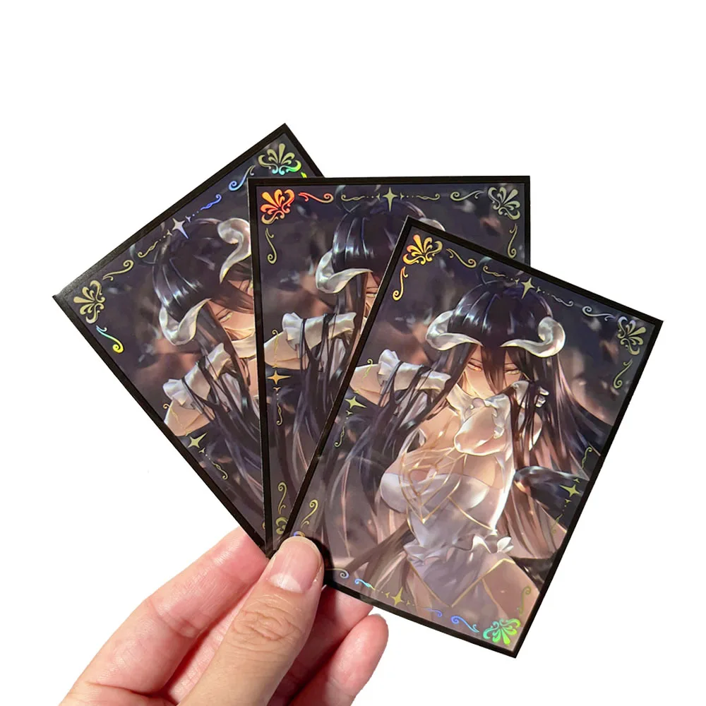 Fundas holográficas para cartas de Anime, Protector interno para juego de mesa de carga superior, 60 piezas, 67x92mm, Compatible con TCG/PTCG/PKM