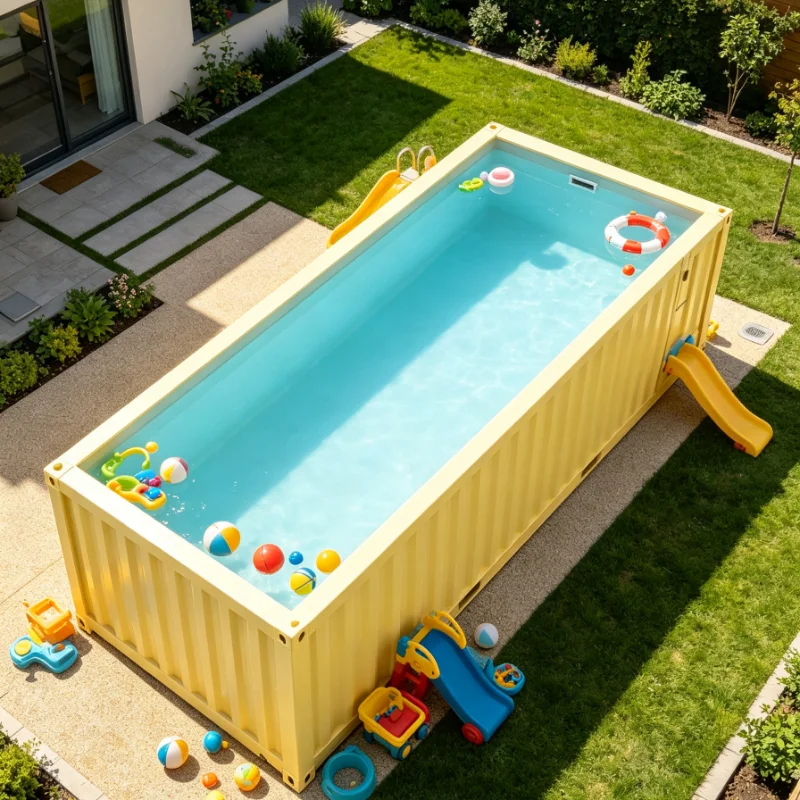 Prefabricated Container Swimming Pool, Custom Color & Side Transparent Window Pool for Campsite, RV Park, Villa & Fitness Club