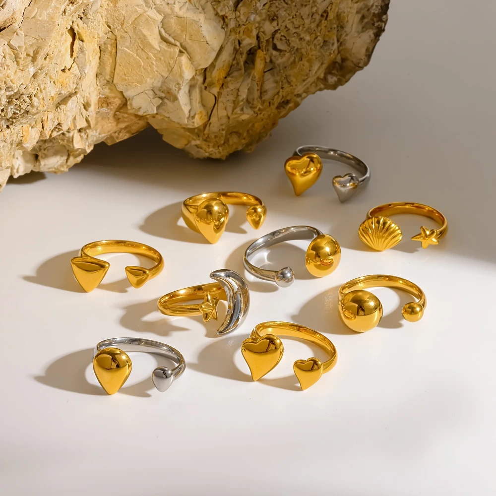 Minimalistischer Offener Verstellbarer Ring für Frauen 18K Vergoldeter Edelstahl Wasserdichter Urlaubsschmuck Geschenk – Detail 3