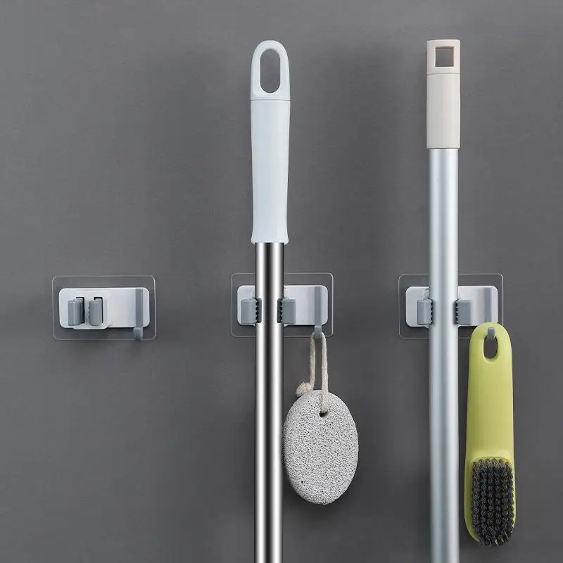 1/2/3PCS ABS Wall Mounted Mop Storage Rack No Nail Holder Waterproof Household Organizer For Bathroom Kitchen