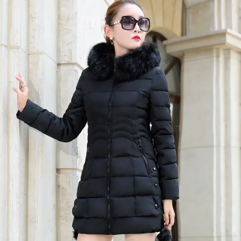 2023 Faux Fur Parkas Women Down Jacket Womens Parkas Thicken Outerwear hooded Winter Coat Female Jacket Cotton padded