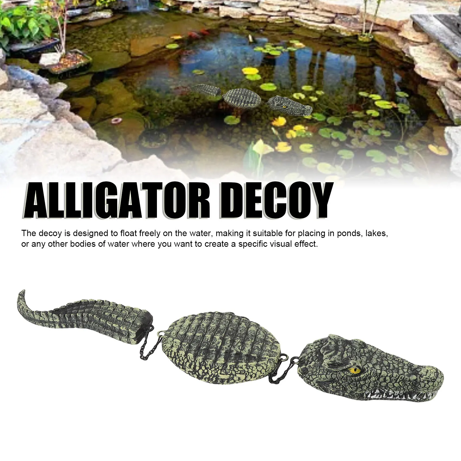 Artificial Alligator Decoy Plastic 3 Segment Simulated Floating Crocodile Sculpture for Garden Pool Decoration