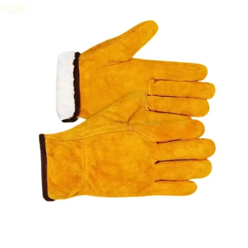 U2JE Comfortable Garden Gloves Wear Resistant Leather Work Gloves Safety Work Gloves