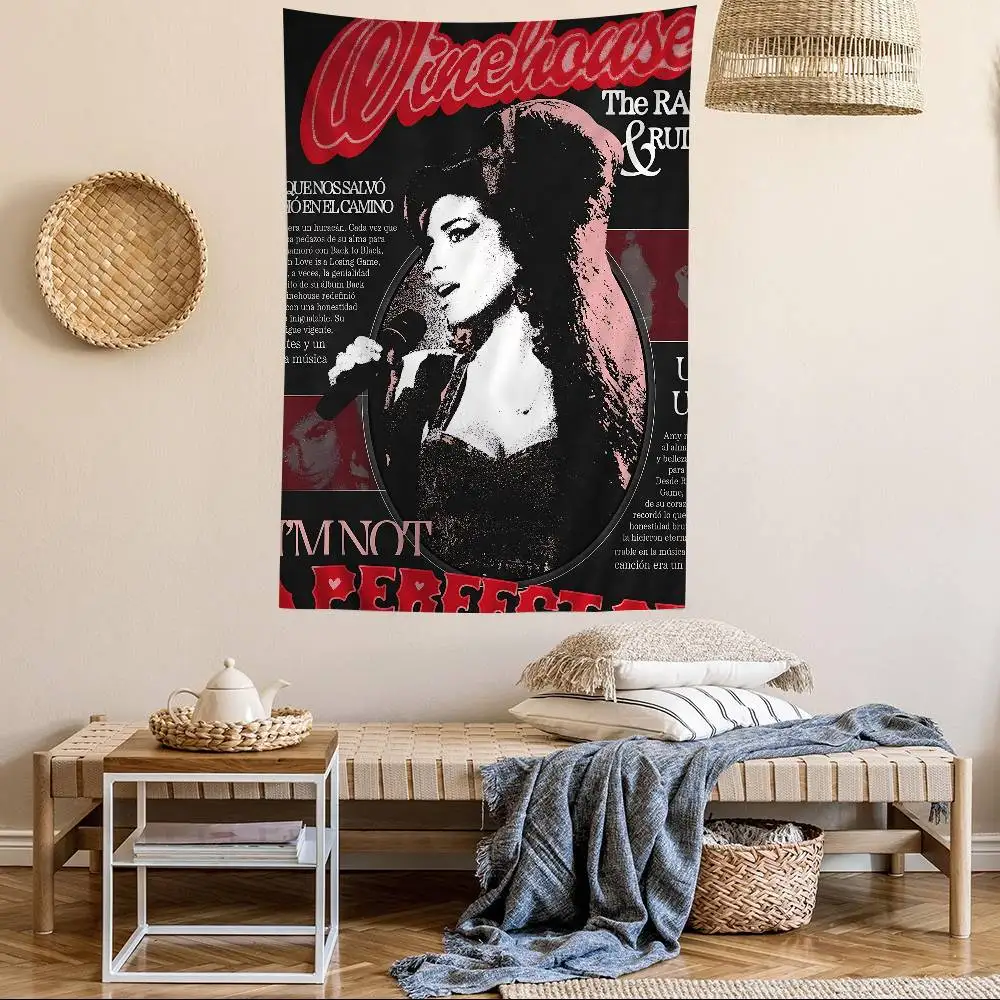 Classic A-Amy W-Winehouse Singer Hanging Bohemian Tapestry Bohemian Wall Tapestries Mandala Kawaii Room Decor