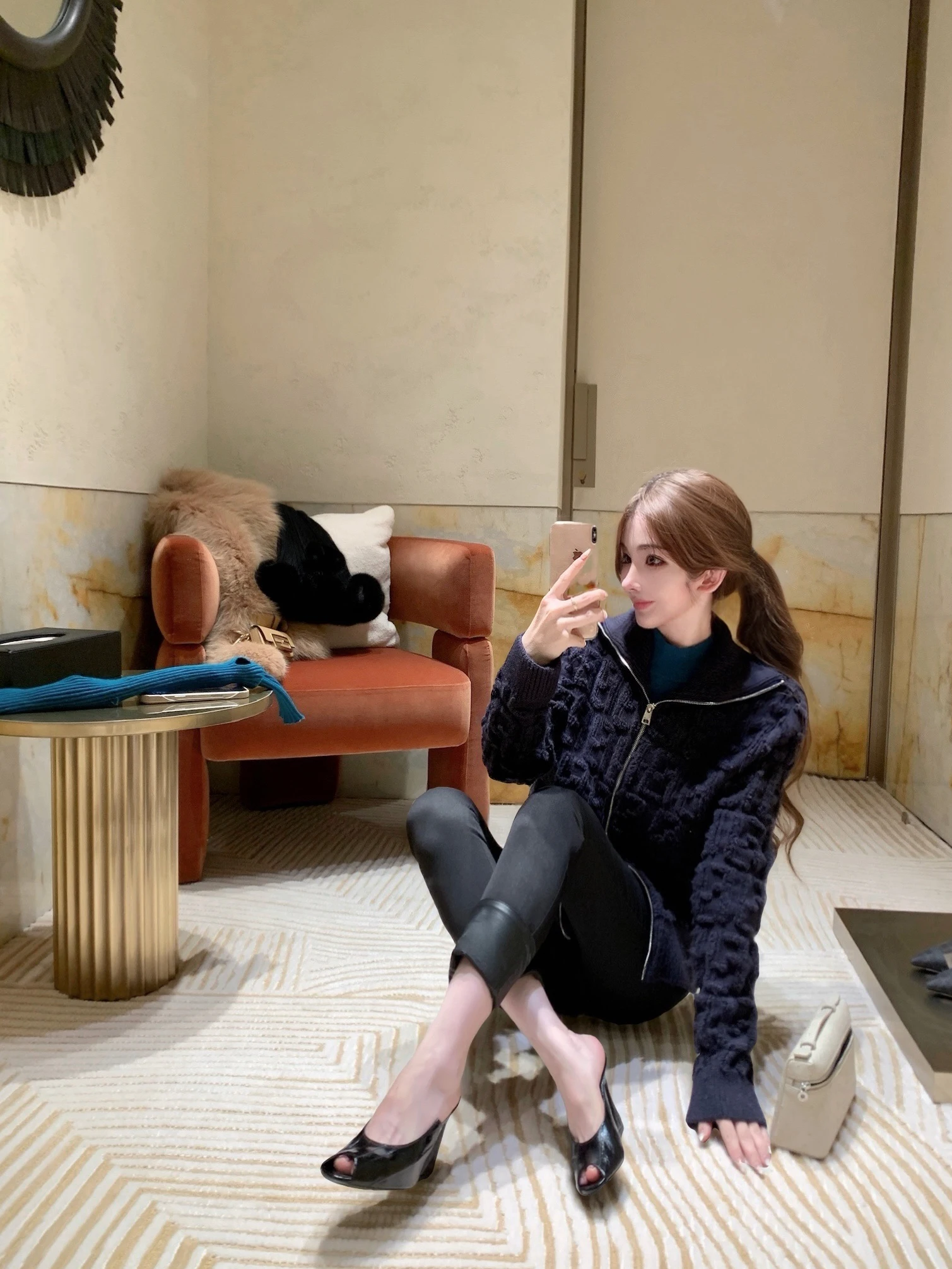 

Bewitosey Fnd Wool Camere Emed Pattern Jaet Long Sve Zipper Closure Open Cardigan Sle Women's Knitted Sweater