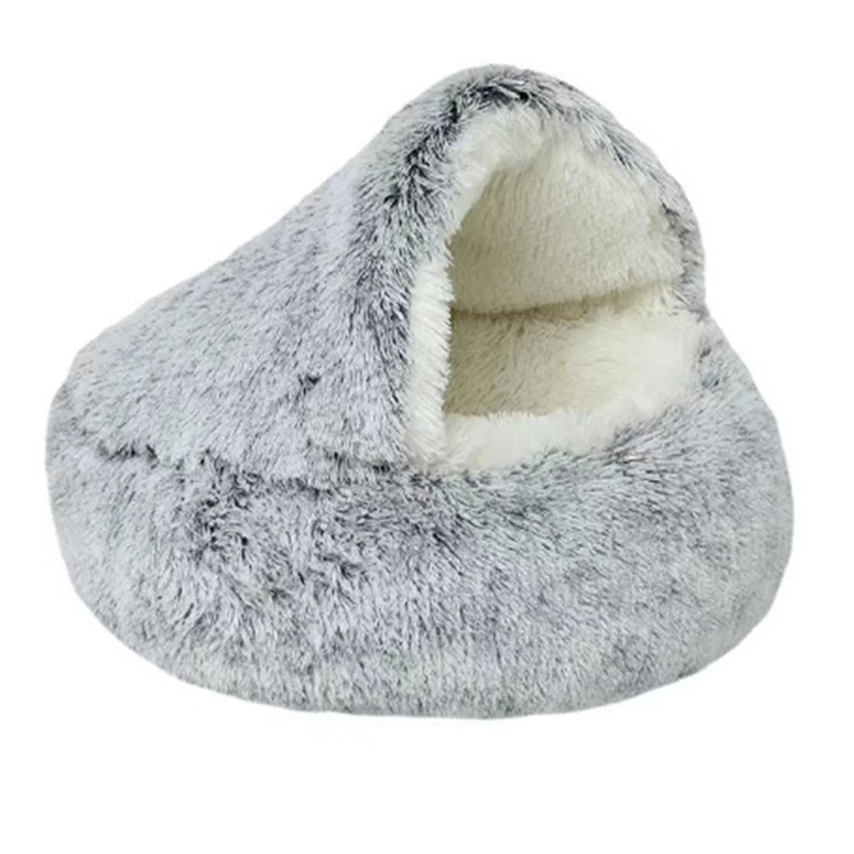 

AD04-Popular Soft Plush Round Cat Bed Pet Mattress Warm Comfortable Basket Cat Dog 2 in 1 Sleeping Bag Nest for Small Dogs, Grey