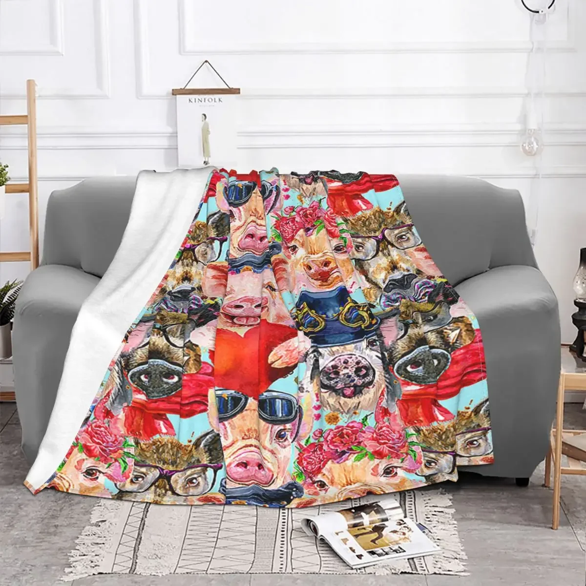 

Baby Blanket Cute Pig Pink Animal Flannel Decoration Cartoon Gift for Adult Kids Throw Lightweight for Bed Car Bedding Throws