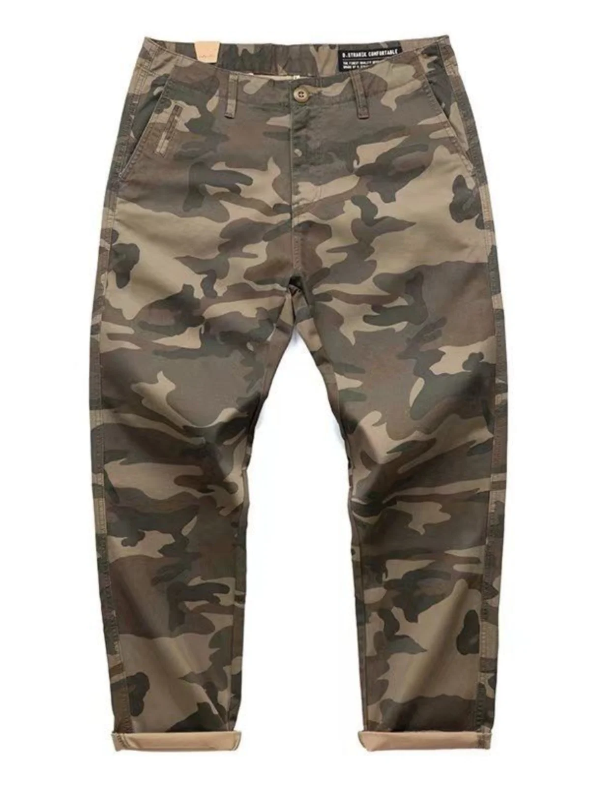 IT Ins السراويل العمل المموهة للرجال الأمريكية الرجعية الوزن الثقيل القطن الخالص Waed فضفاض مستقيم عارضة السراويل #5