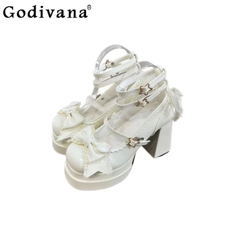 

Double Waterproof Platform High Heel Shoes Women Original Elegant Lolita Sweet Shoes Female Spring Summer Single Shoes