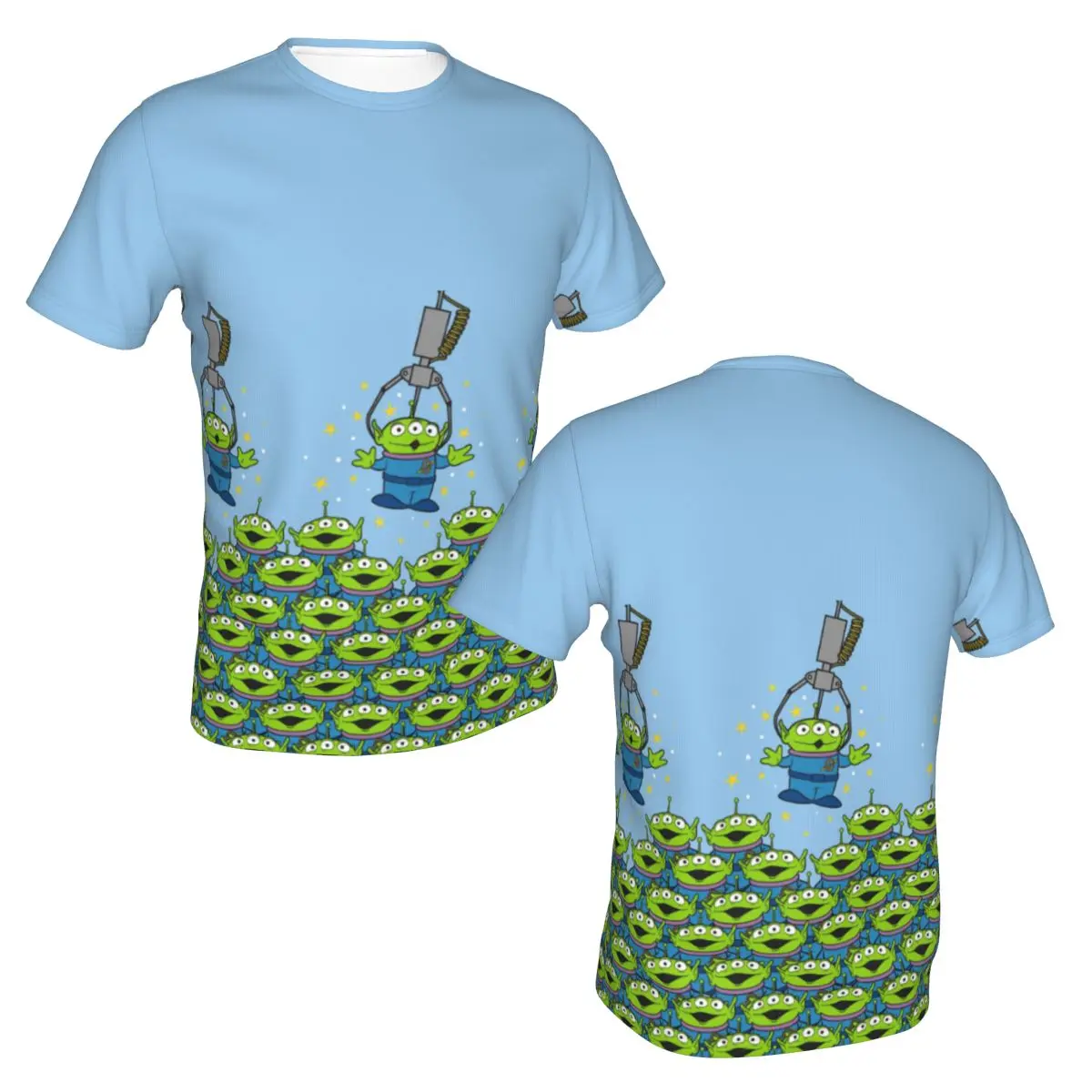 Personality Cartoon Toy Story Aliens T Shirt Men Short Sleeves All-Over Print T-shirt Graphic Tee Graphic Tshirt