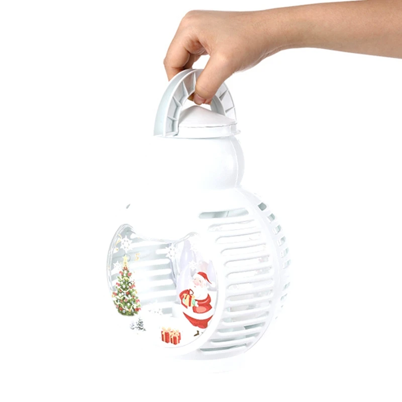 

Christmas Snow Globe Lantern,USB Plug-In & Battery Operated Spinning Water Glitters Lighted Projection Lantern Christmas